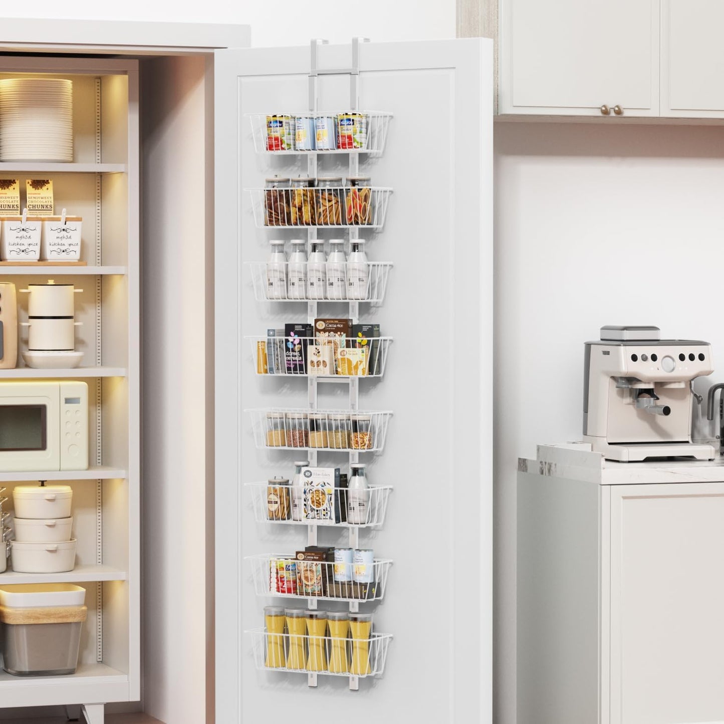 8-Tier Over Door Pantry Organizer for Kitchen and Bathroom Use