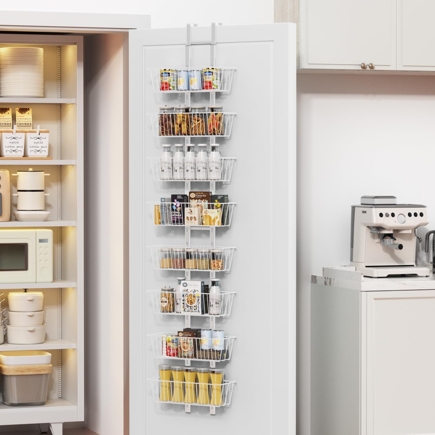 8-Tier Over Door Pantry Organizer for Kitchen and Bathroom Use