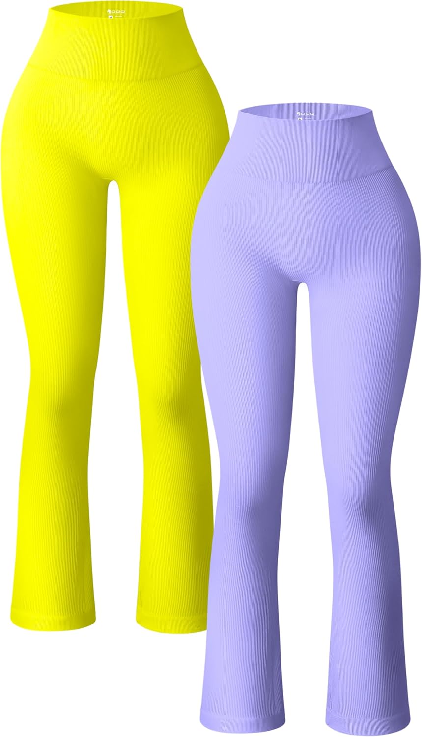 OQQ Women's Ribbed Seamless Yoga Pants for Flattering Fit