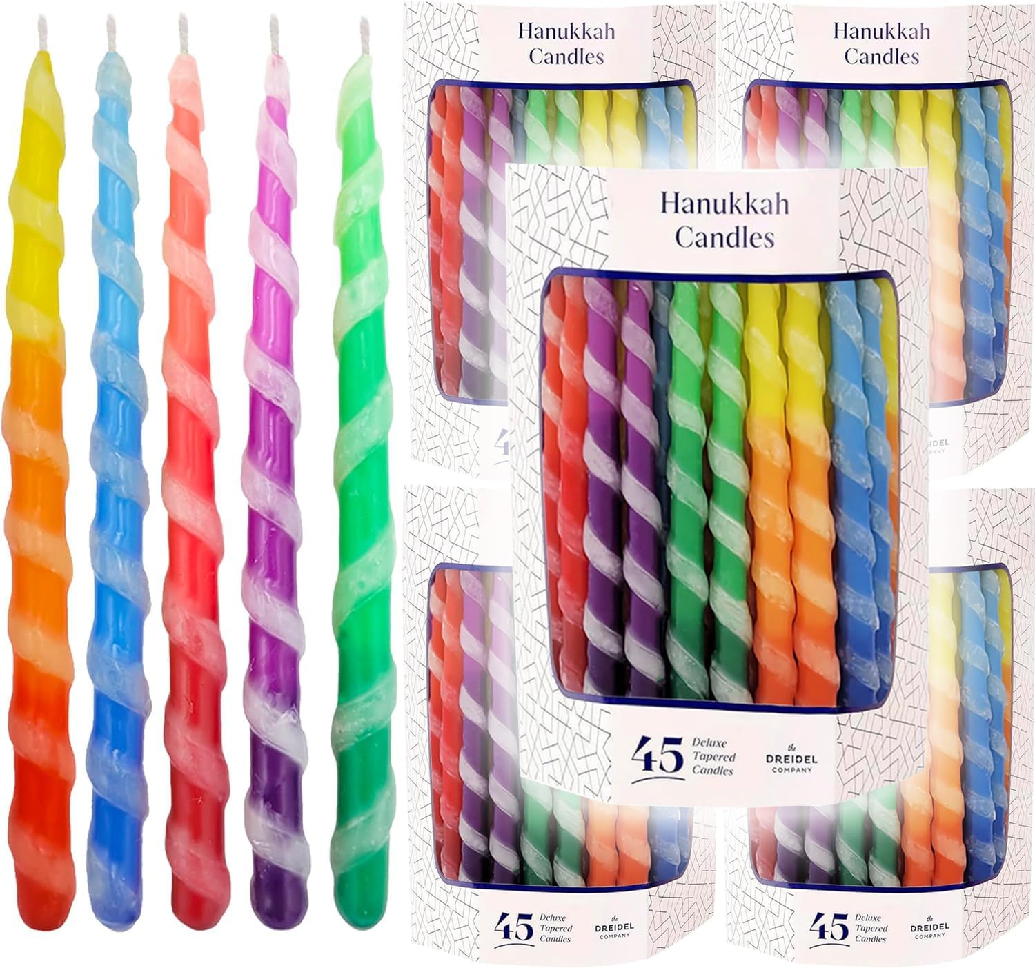 Deluxe Twisted Hanukkah Menorah Candles for 8 Nights of Chanukah