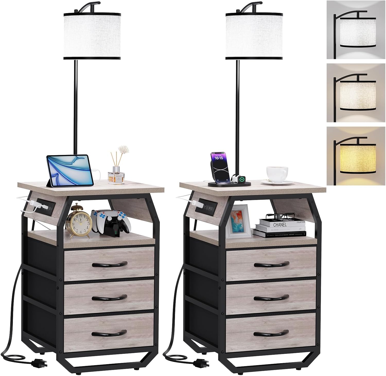 Versatile Floor Lamp with Table Set of 2 for Bedroom Use