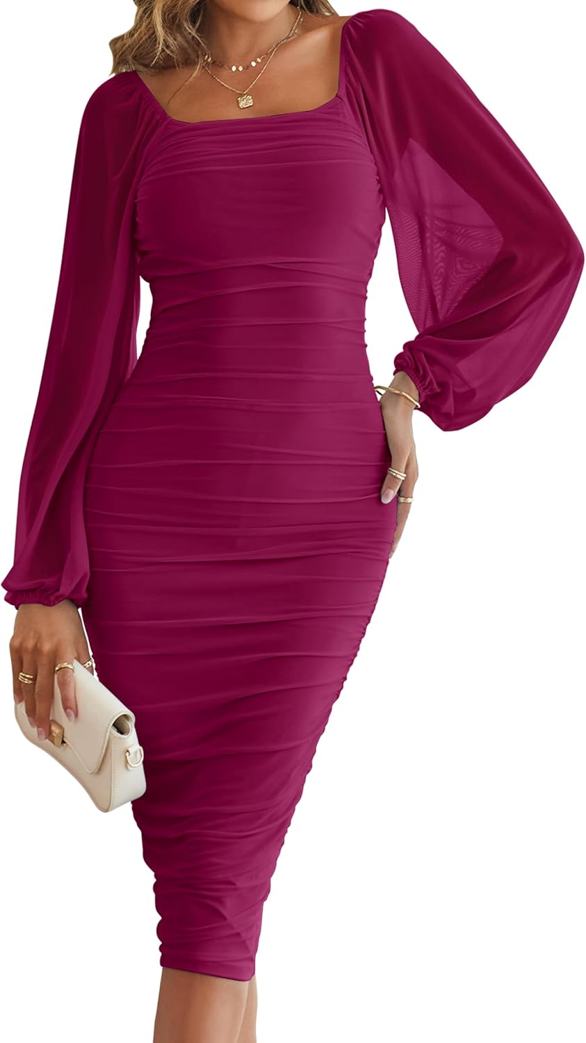 Stylish Long Sleeve Wedding Guest Dress for Fall and Winter