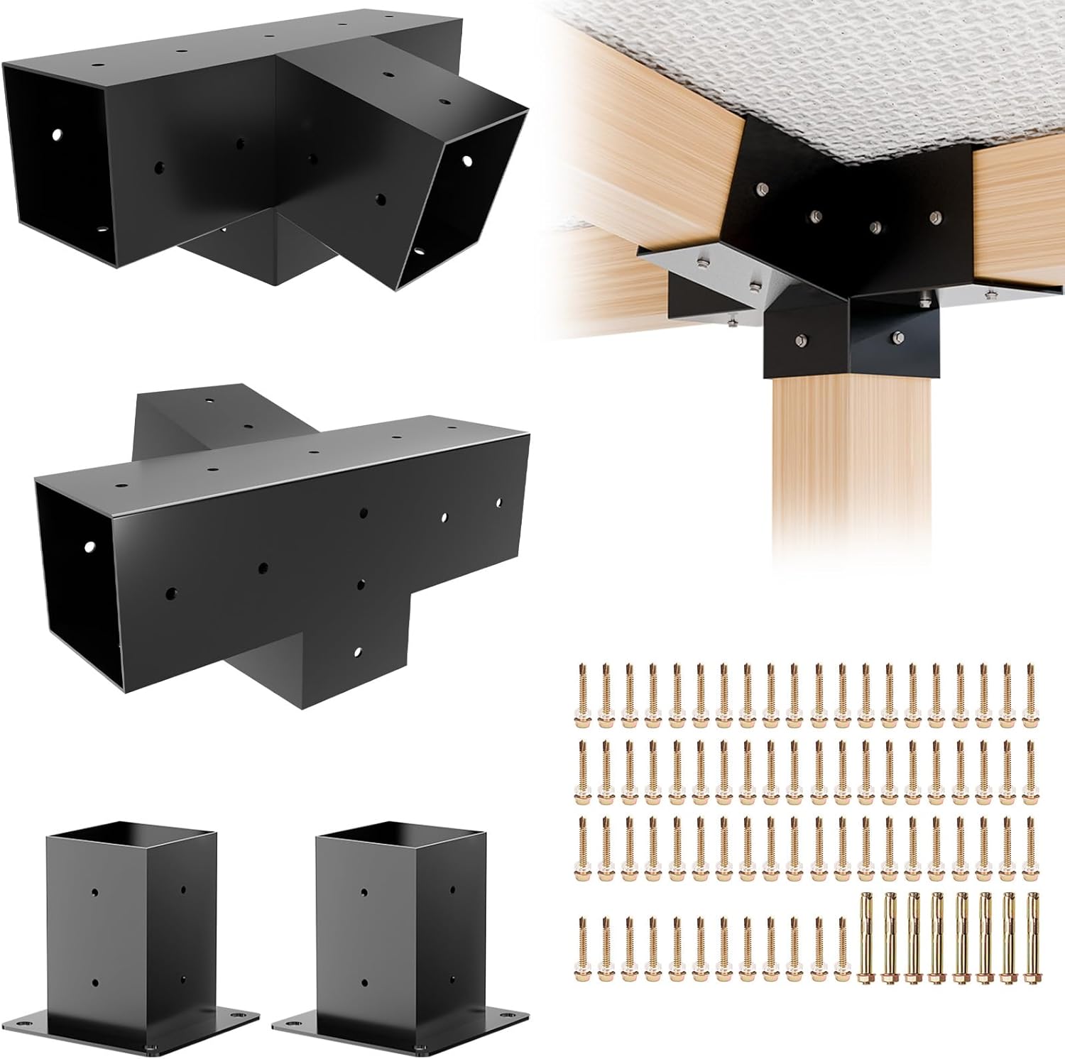 Grehitk Pergola Kit with 4-Way Brackets for Outdoor Spaces
