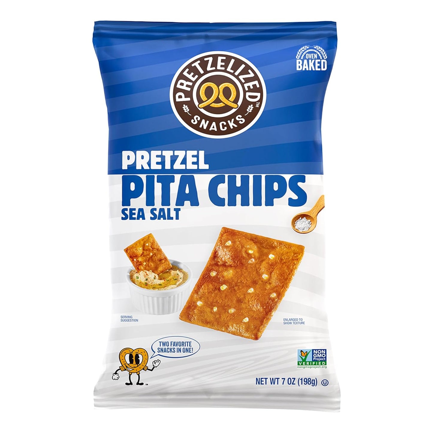 Pretzelized Snacks Pretzel Pita Chips, Sea Salt Flavor, 12 Pack