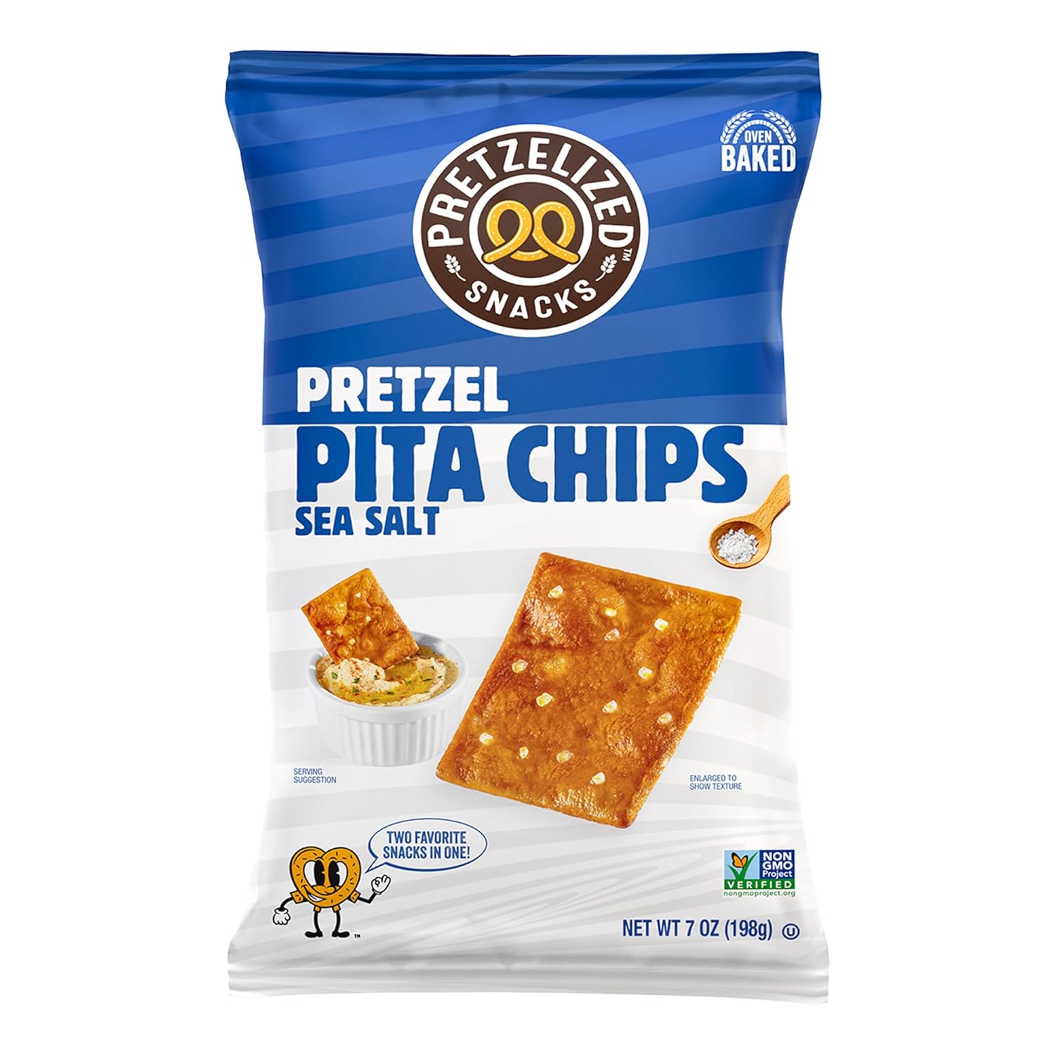 Pretzelized Snacks Pretzel Pita Chips, Sea Salt Flavor, 12 Pack