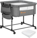 Twin Bassinet for 2 Babies - Portable Double Bedside Crib for Twins