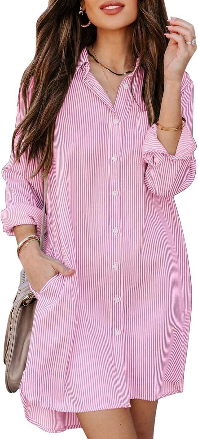 Womens Button Down Shirt Dresses with Pockets for All Seasons