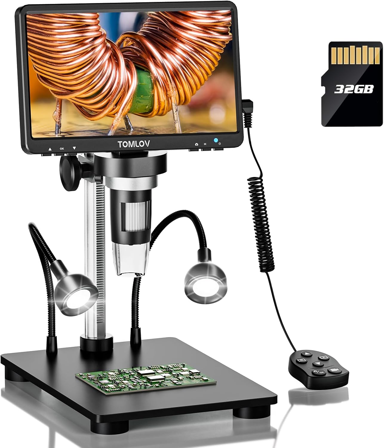 TOMLOV DM9B 7in Digital Microscope: 1080P 1200X Magnifier
