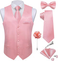 DiBanGu Mens Satin Suit Vest and Tie Set for Formal Events