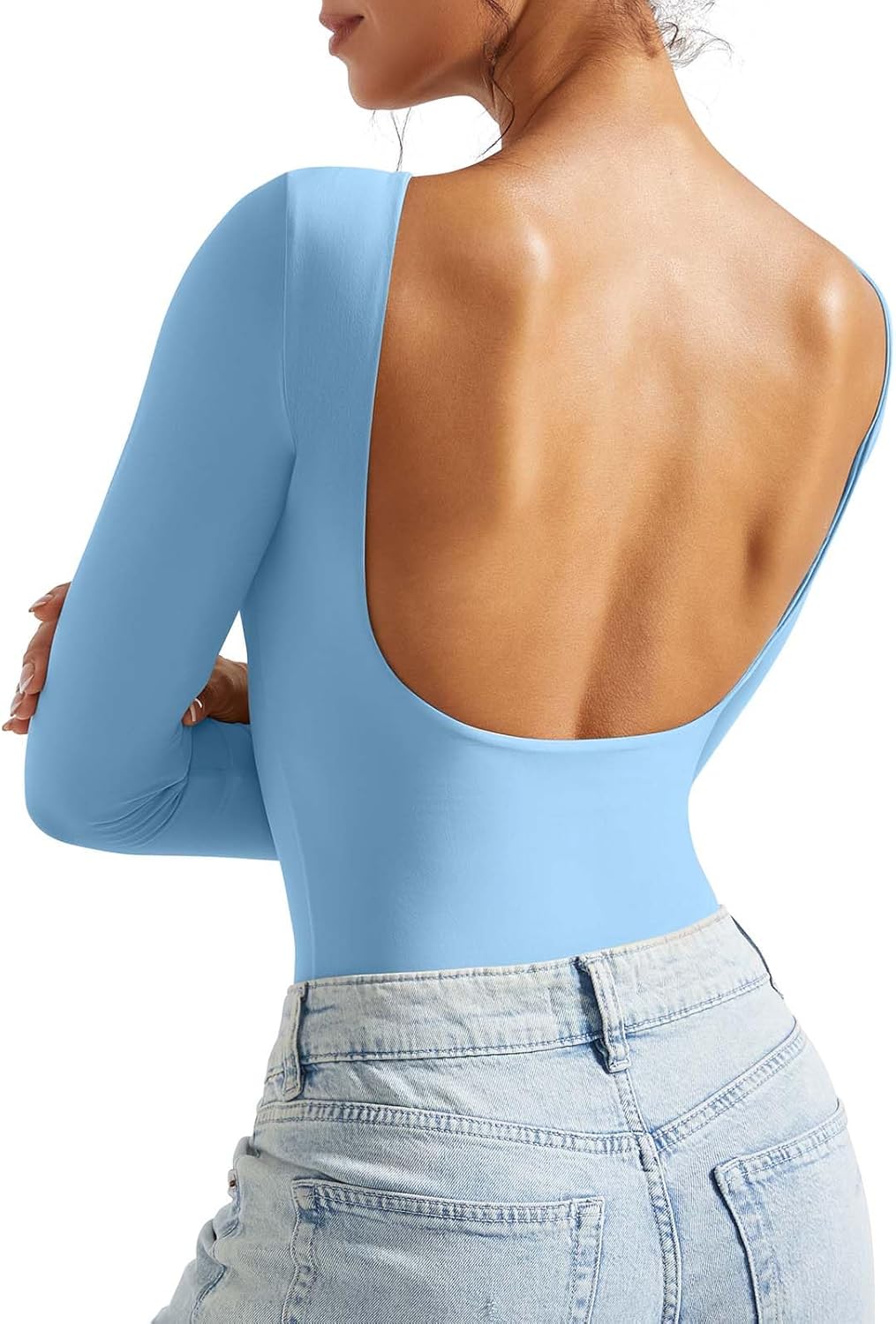 SUUKSESS Women Backless Y2k Long Sleeve Bodysuit for Style