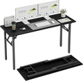 TEMI Long Computer Desk Folding Table - Compact Foldable Office Desk