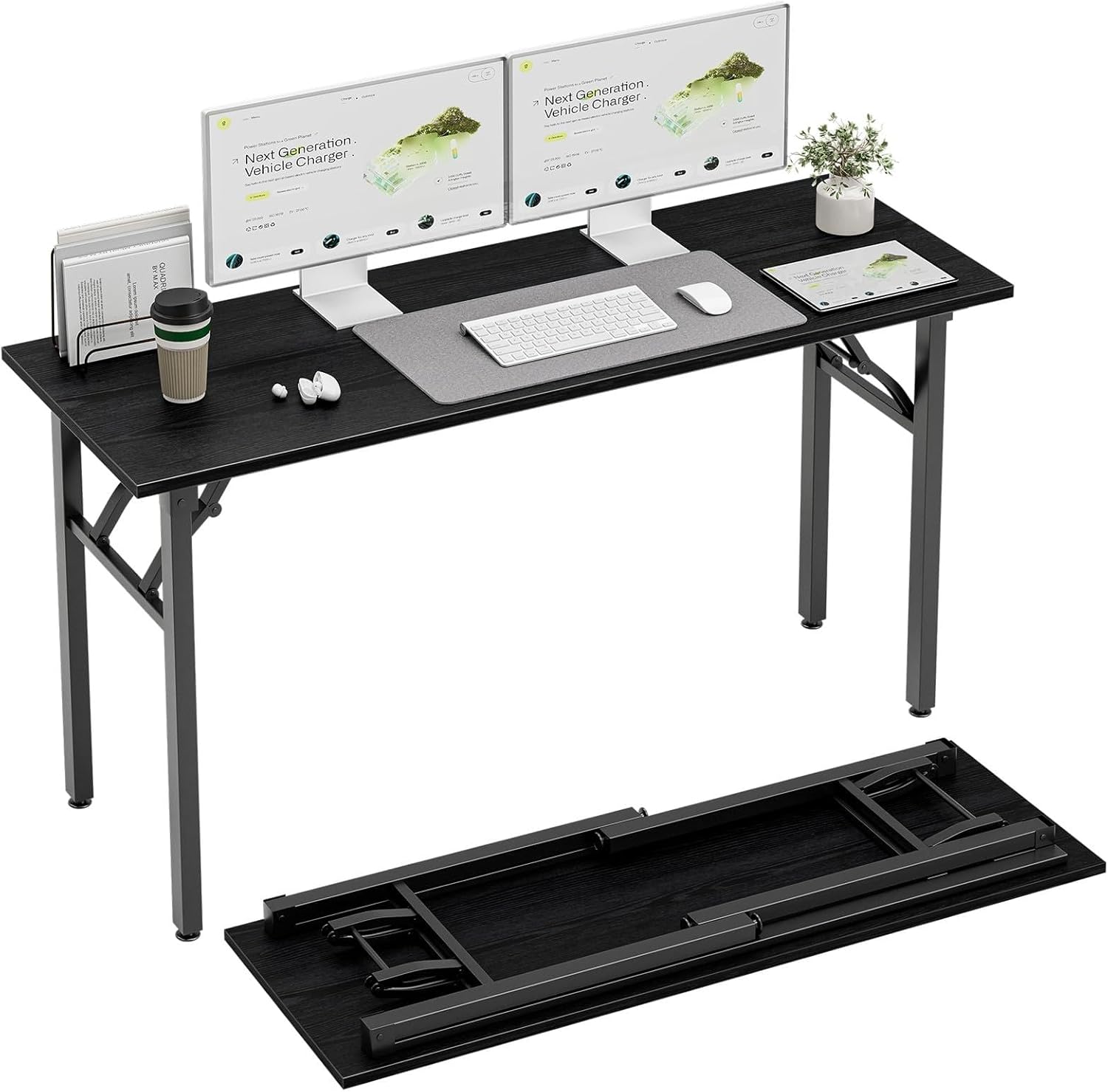 TEMI Long Computer Desk Folding Table - Perfect for Small Spaces