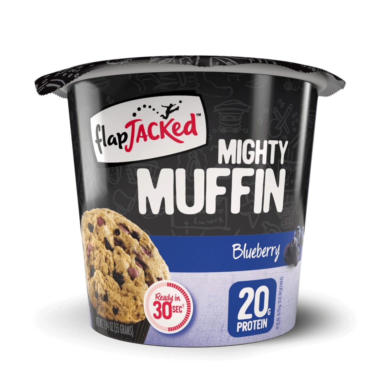 FlapJacked Mighty Muffins Blueberry 12 Pack with 20g Protein