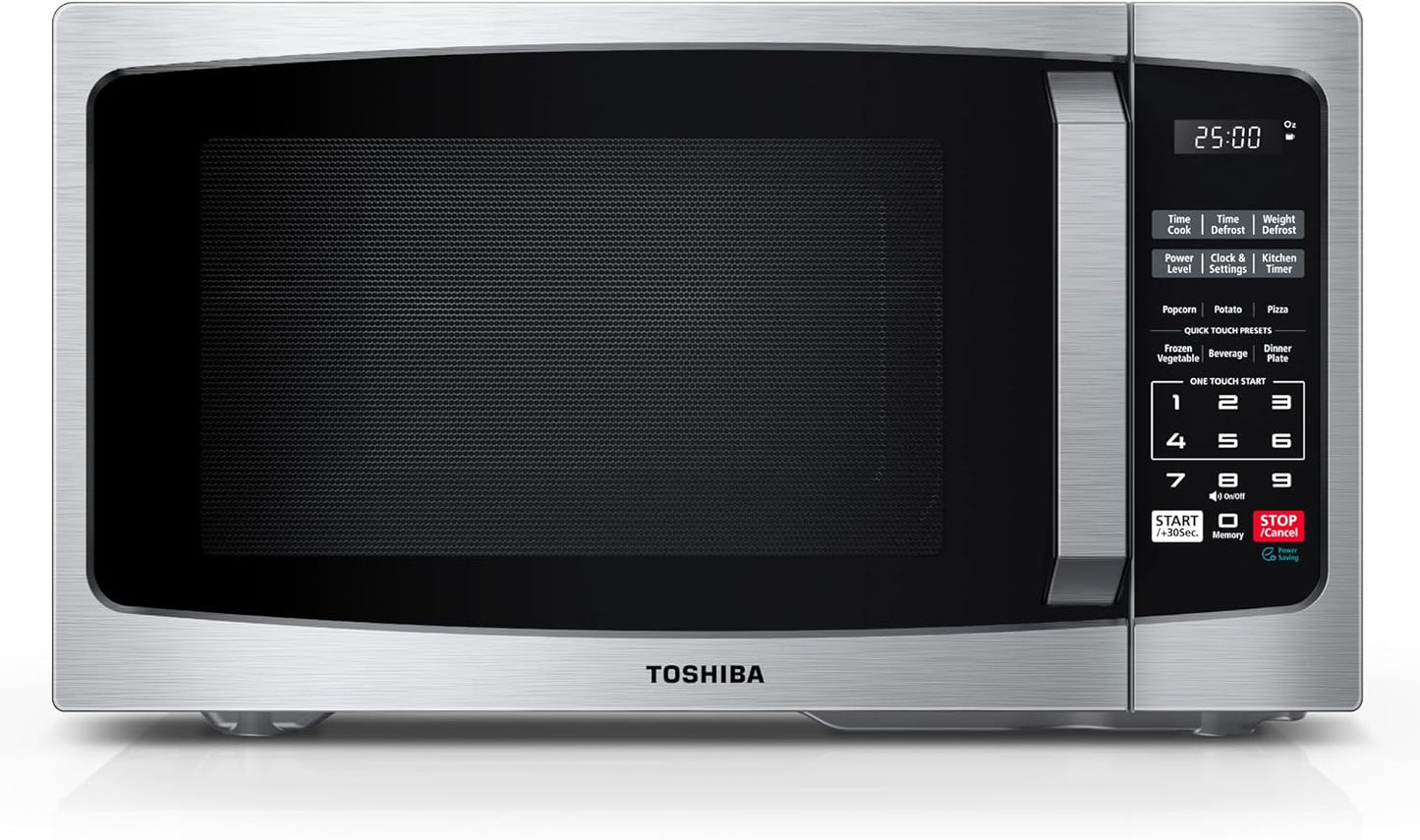 Toshiba Small Microwave Oven - 6 Auto Menus, Quiet Mute & Child Lock, LED, Perfect for Apartments & Dorms