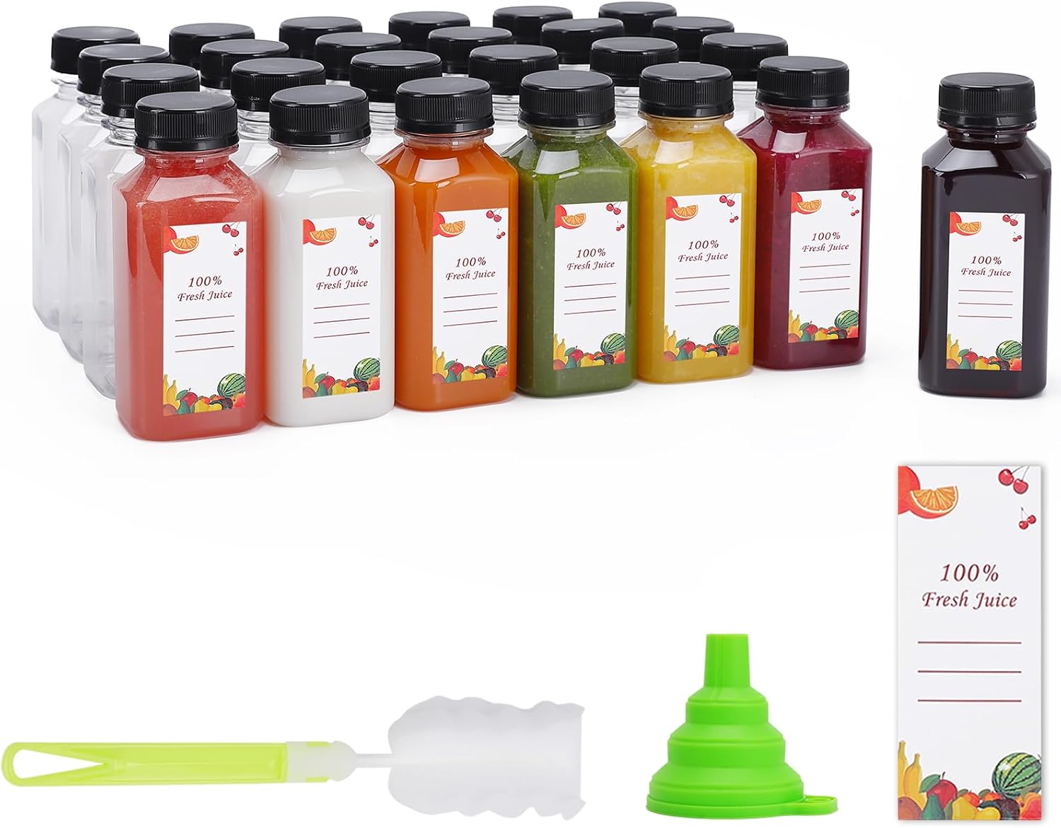 Plastic Juice Bottles 150 pcs 8 oz for Juicing and Smoothies