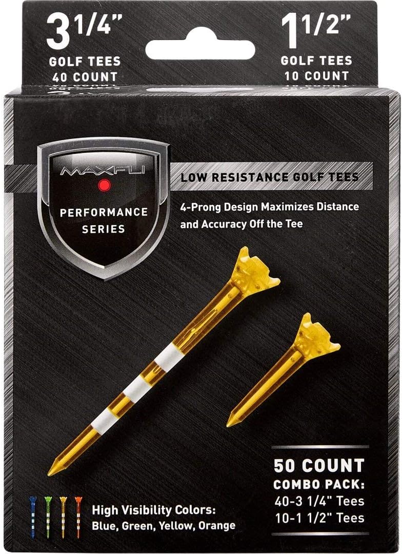 Maxfli Low Resistance Golf Tees - Better Accuracy & Distance!