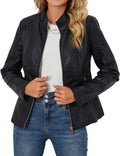 Bellivera Faux Leather Jacket Women Motorcycle Bomber - Timeless Fit