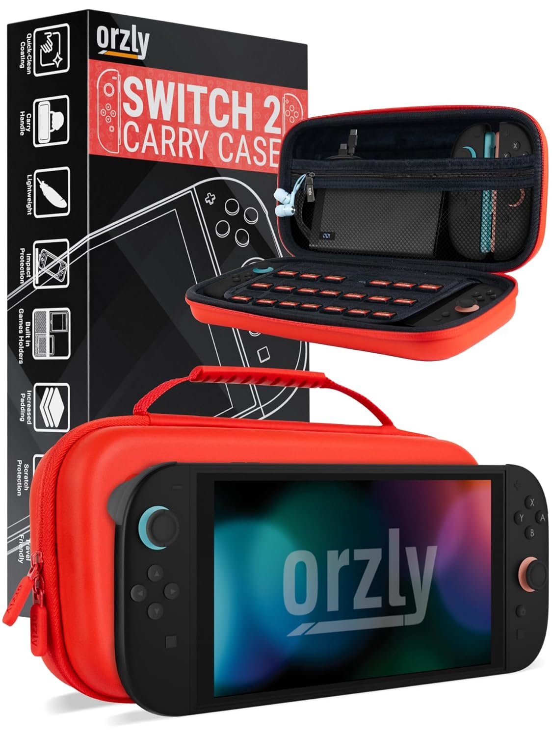 Orzly Red Protective Carry Case for Nintendo Switch 2