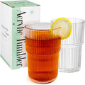 REALWAY 17oz Ribbed Plastic Glasses - Unbreakable Reusable Tumblers