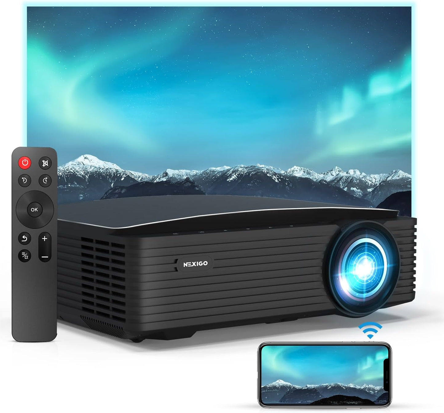 NexiGo PJ20 Outdoor Projector - 1080P WiFi & Bluetooth