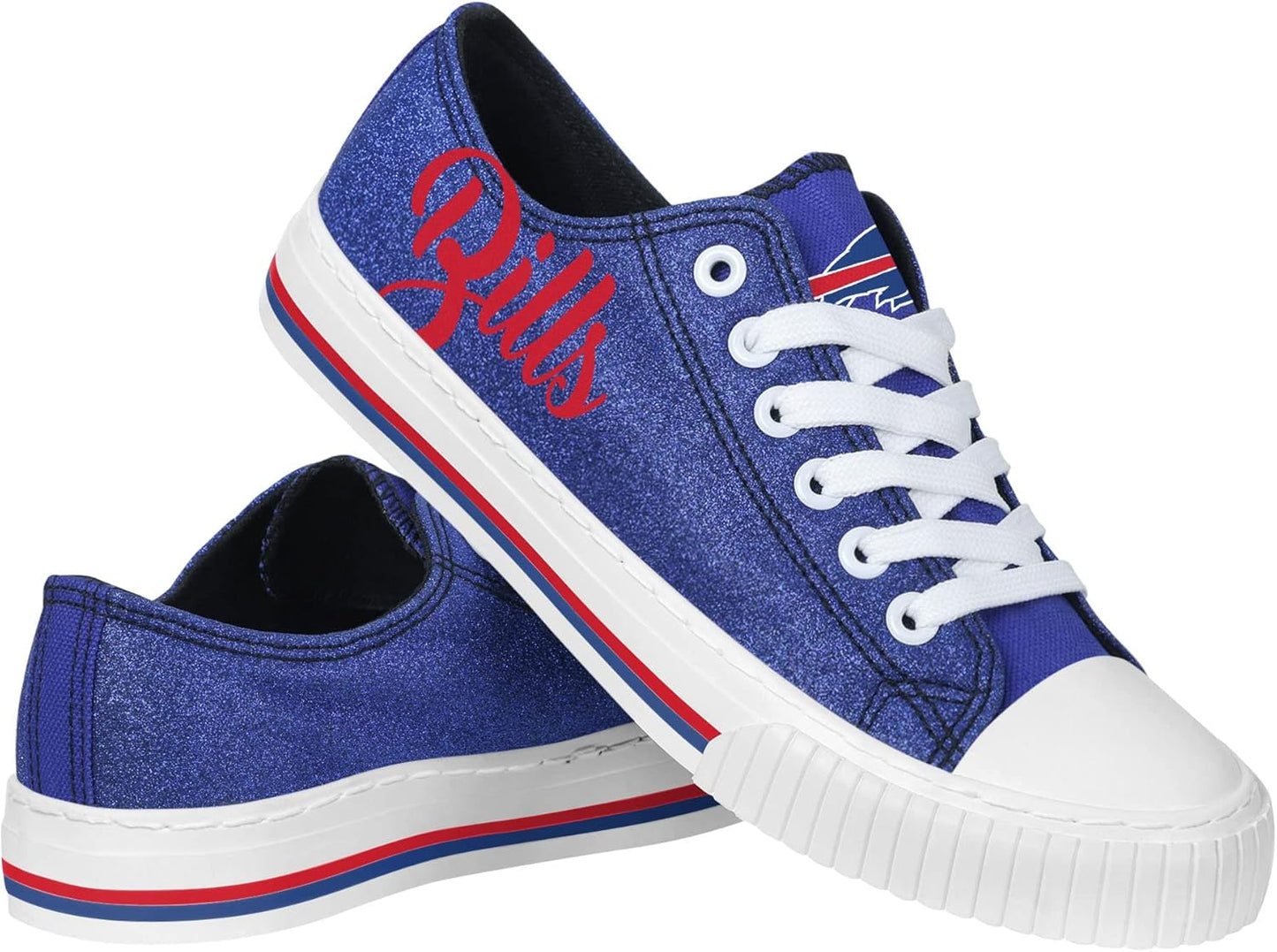 FOCO Women's NFL Team Logo Glitter Low Top Canvas Sneakers