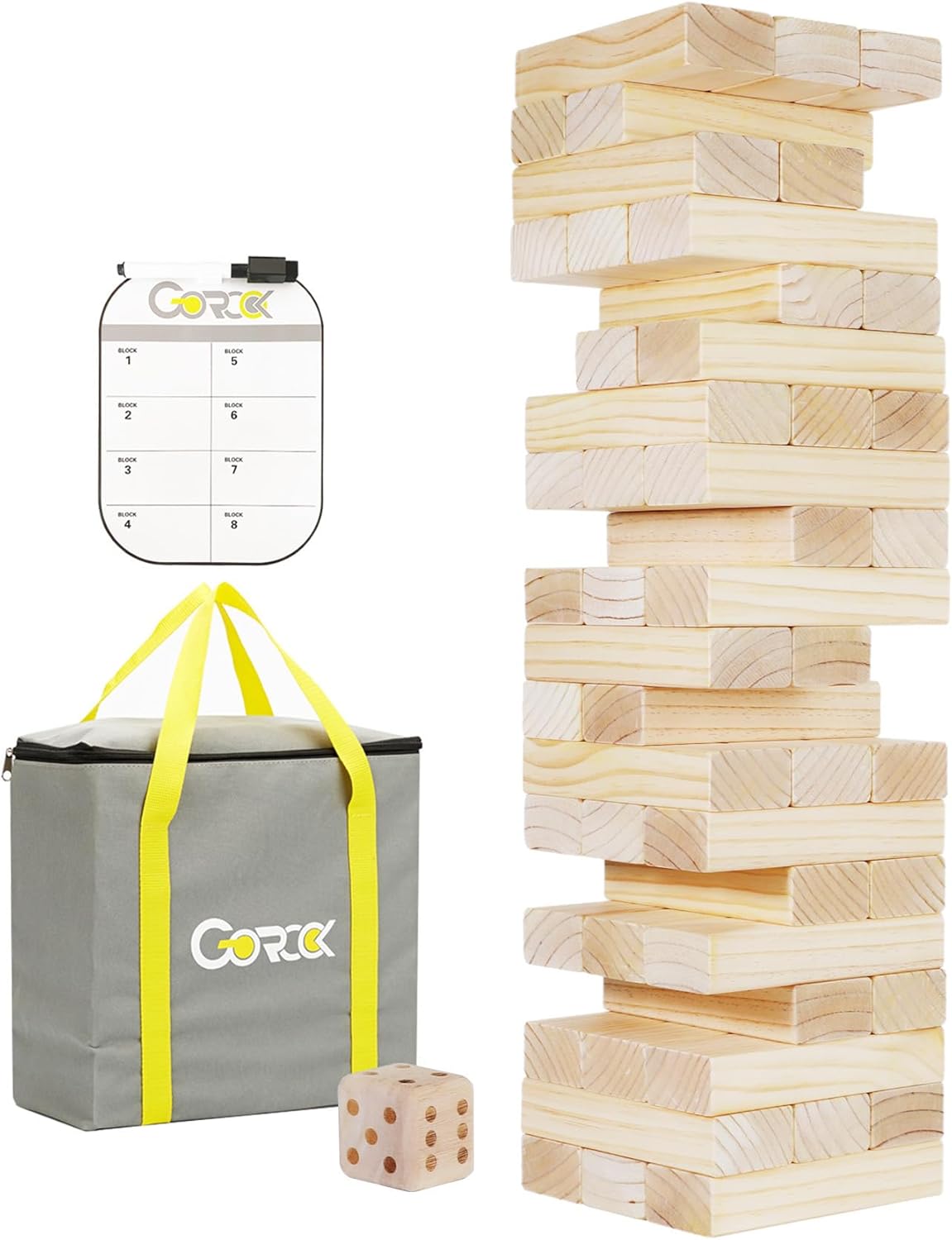 GOROCK Jumbo Tumble Tower - 60pcs Giant Stacking Game Fun