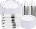 Silver Plastic Dinnerware Set for 50 Guests - Elegant Disposable