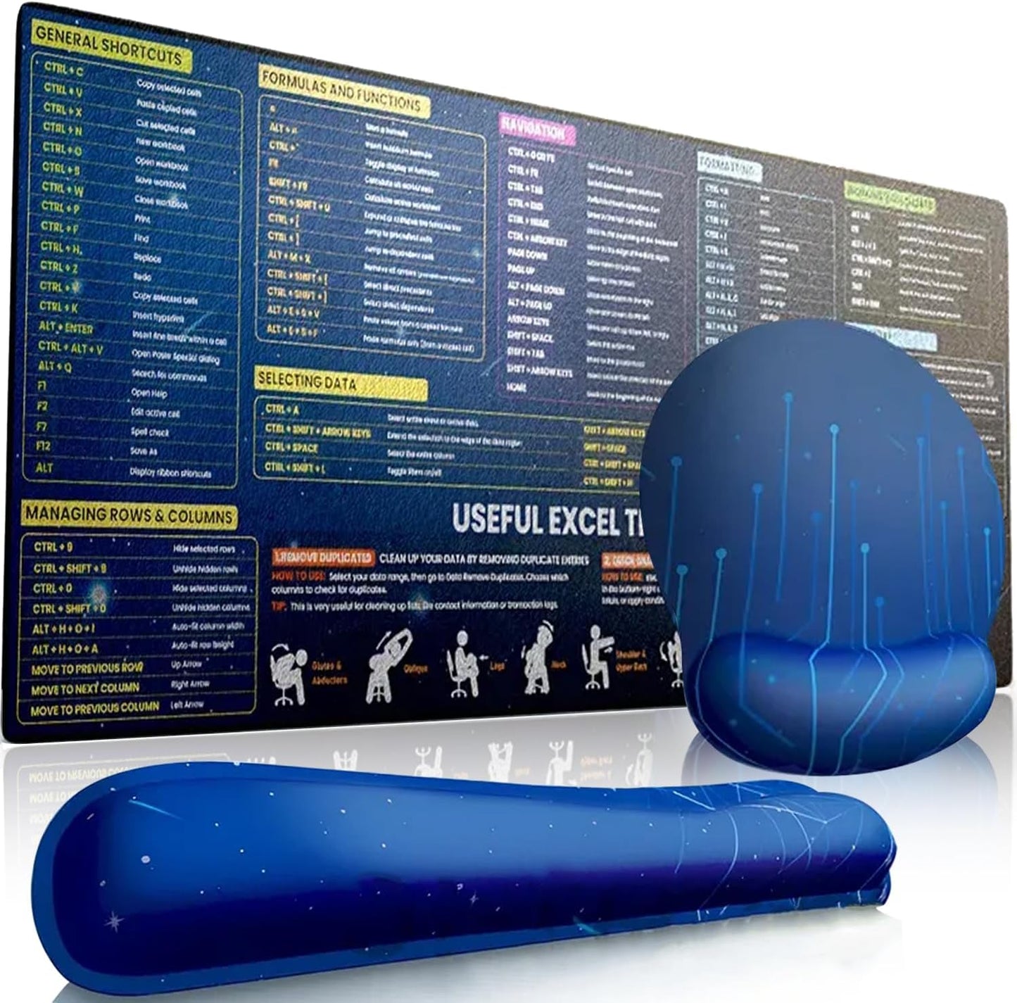 Excel Power Pack: XL Mousepad Set - Ergonomic Wrist Rests