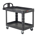 Utility Service Cart 2-Shelf Medium Black - Durable 500 lb Capacity