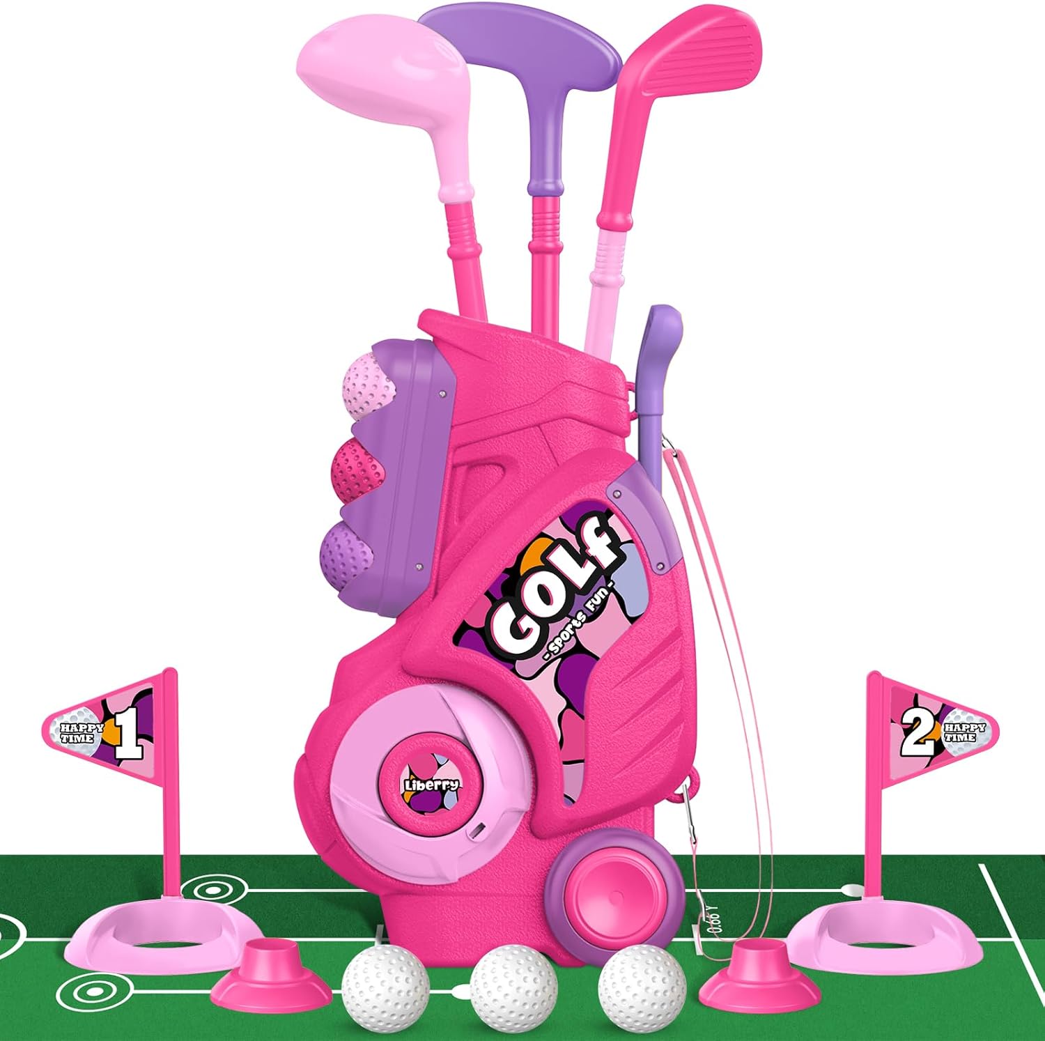 Kids Toddler Golf Set with Upgraded Cart & Putting Mat - Indoor/Outdoor Fun!