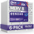 BNX TruFilter 14x14x1 Air Filter MERV 8 (6-Pack) - Dust & Pet Defense