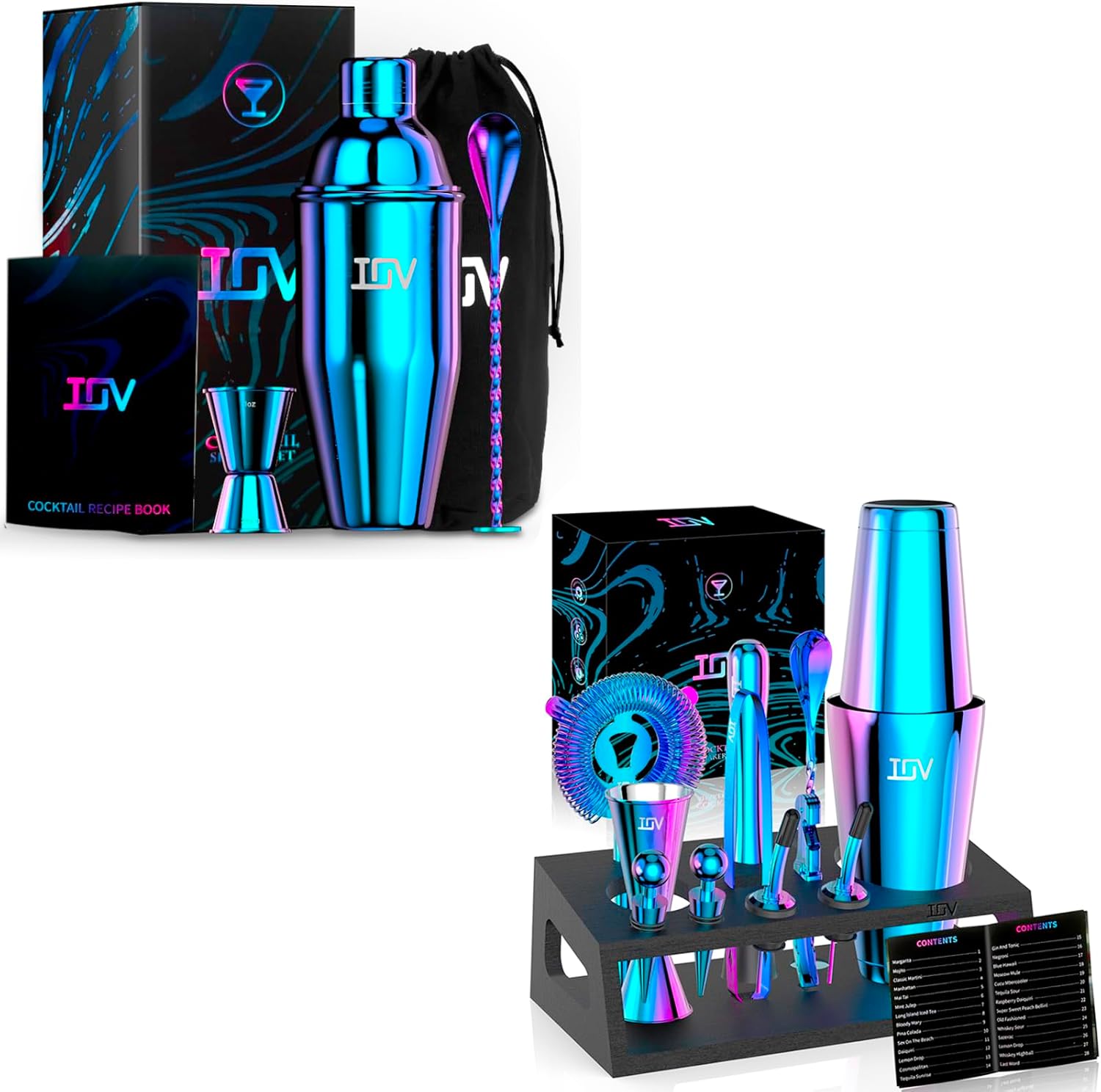 IOV 24oz Cocktail Shaker Set | Built-in Strainer