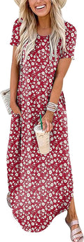 Womens Summer Maxi Dress Casual Loose T Shirt Sundress Travel