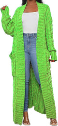 Stylish Dual Pocket Chunky Cable Knit Cardigan for Women