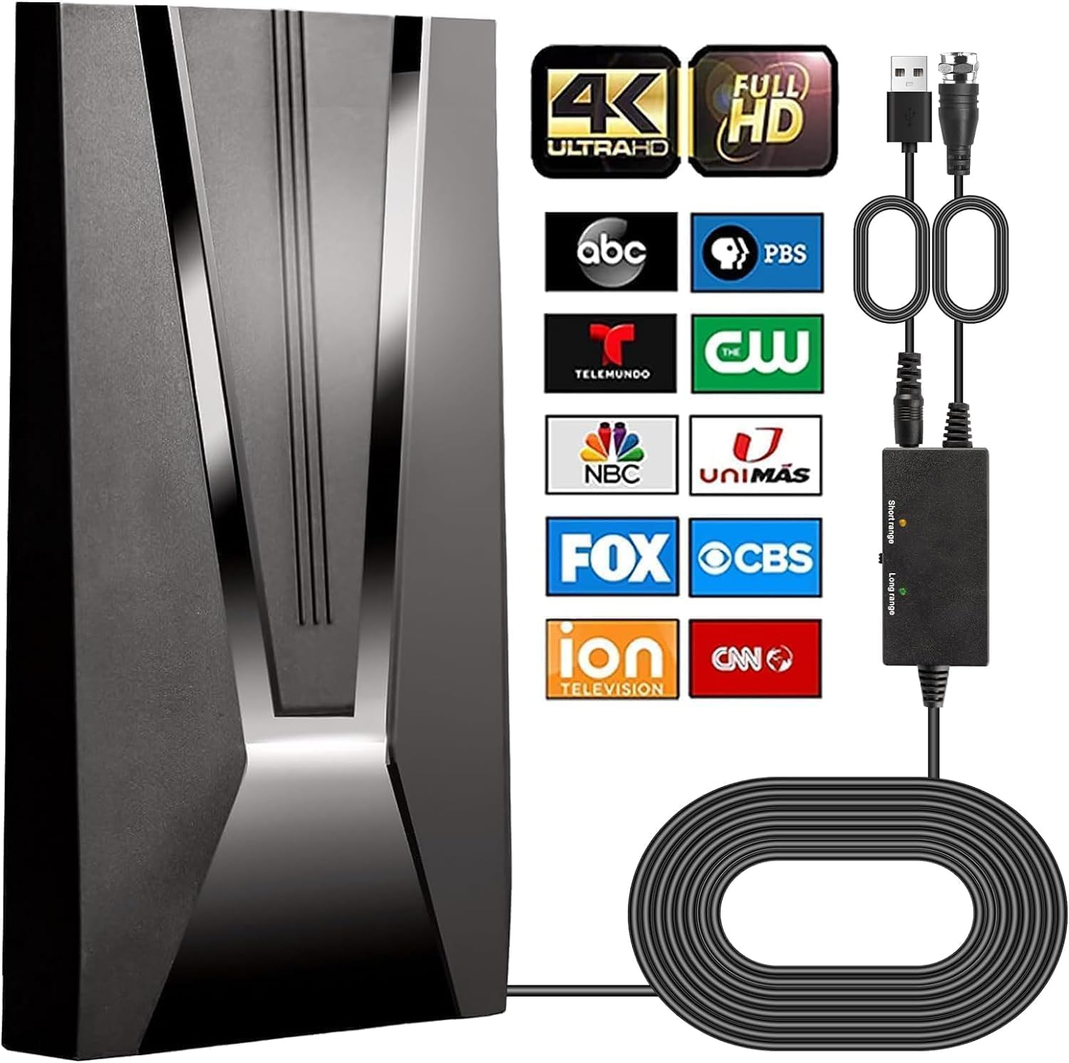 Indoor Amplified HDTV Digital Antenna for Smart TV Reception