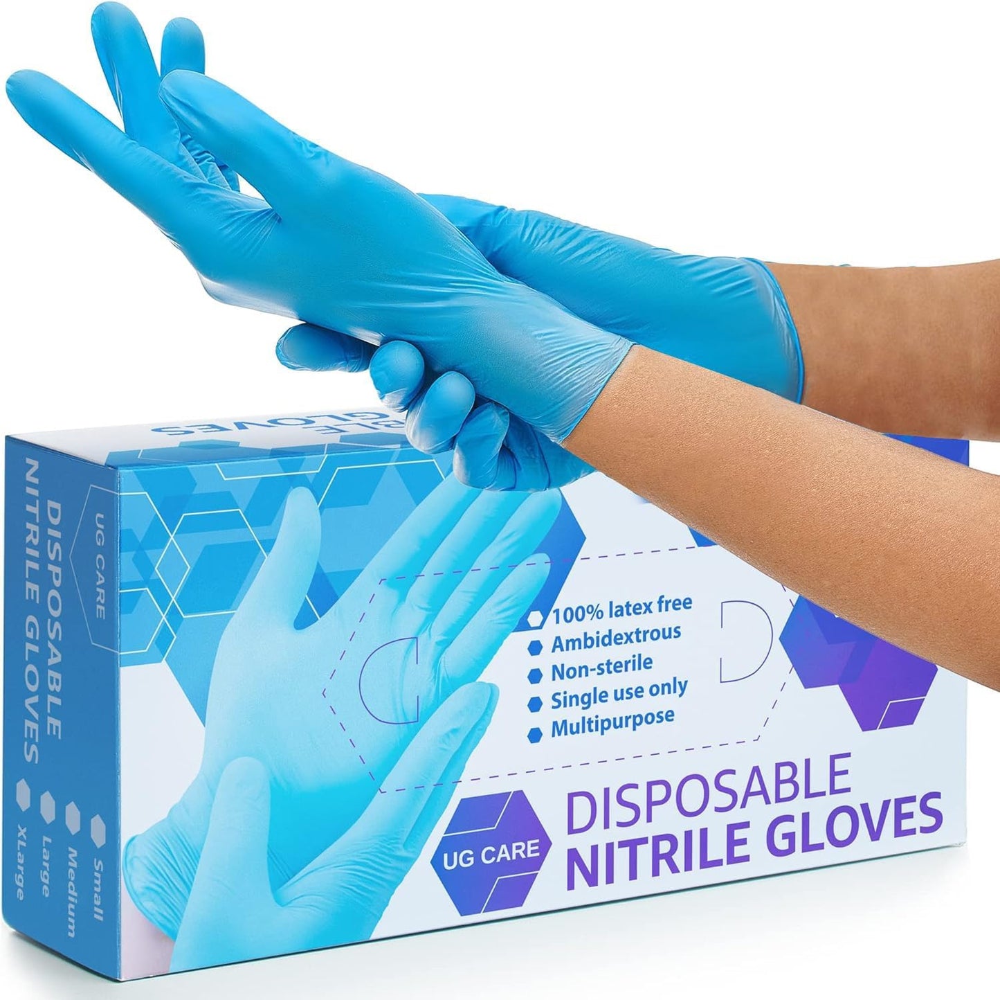 UniGroup Care Nitrile Gloves: 100 Pack, Powder & Latex Free, Medical Grade, Touch Sensitive