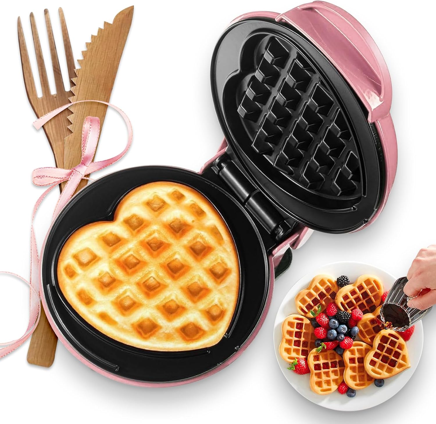 Mini Heart Waffle Maker for Fast Cooking
