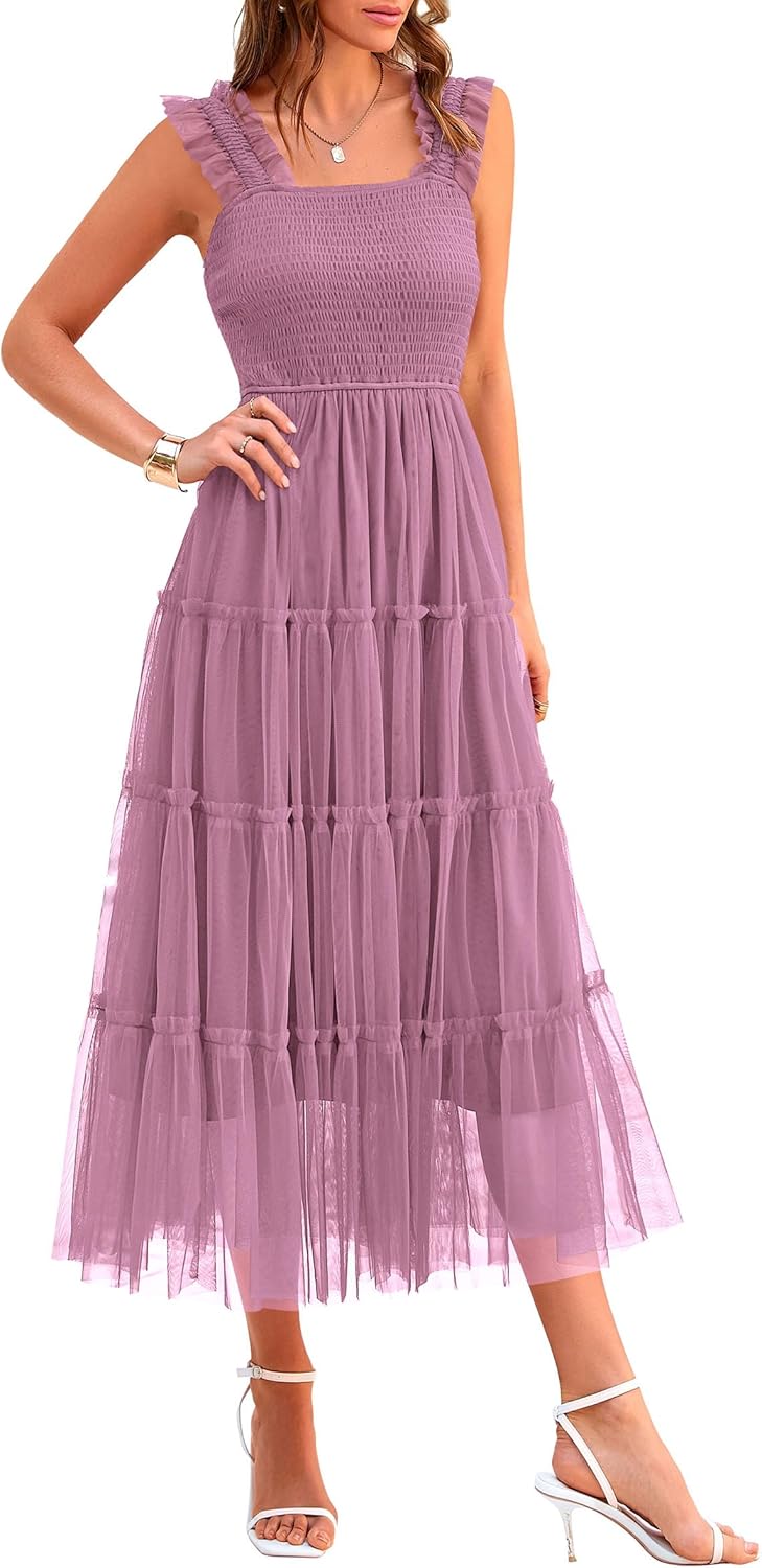PRETTYGARDEN Women's Summer Tulle Midi Dress for Any Occasion