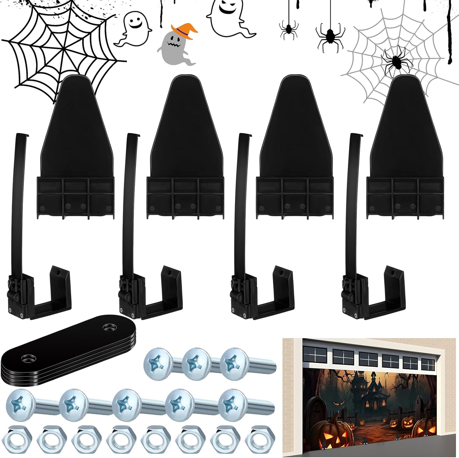 4 Pcs Halloween Garage Door Banner Clamps for Easy Installation