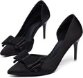 Womens Bow Heels Closed Pointed Toe Stiletto Slip On Pumps - 3.74in