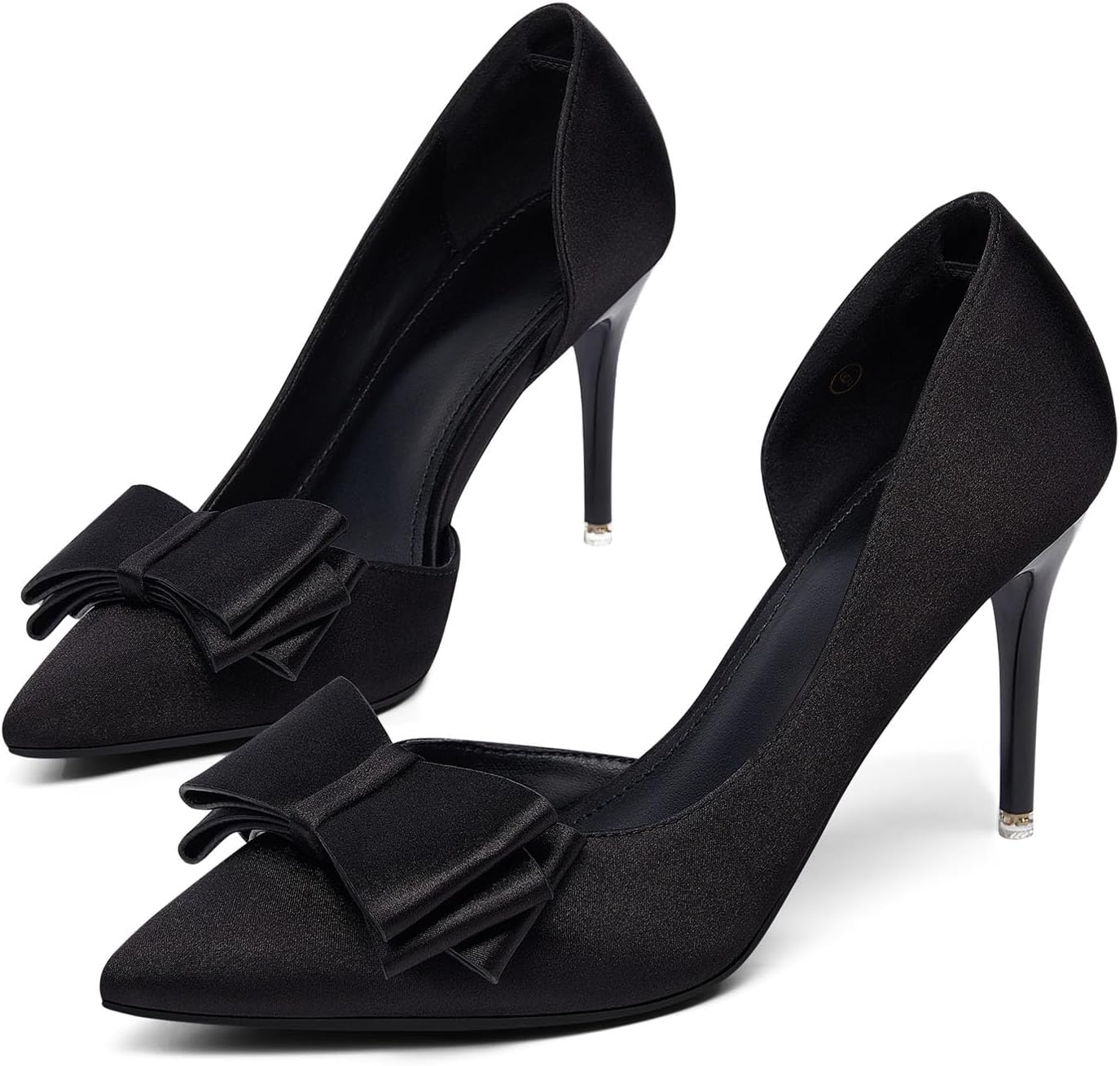 Womens Bow Heels Closed Pointed Toe Dress Shoes for Elegance