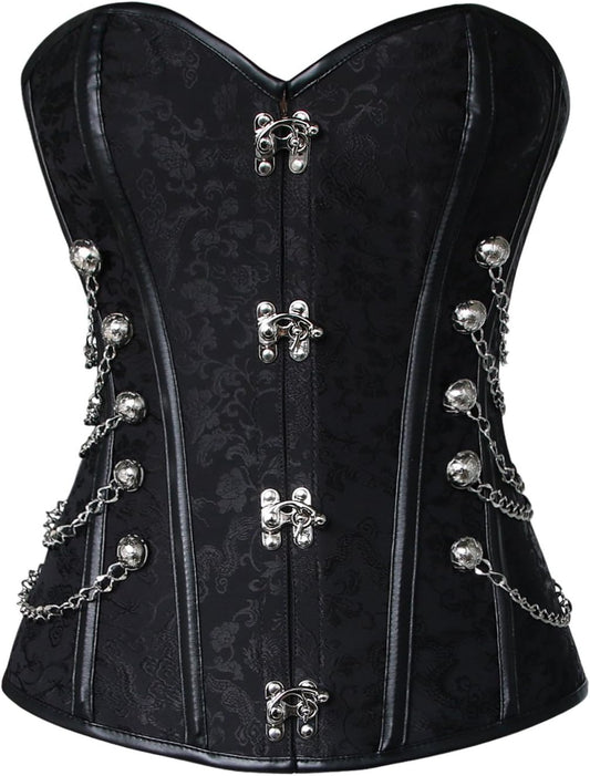 Charmian Women's Spiral Steel Boned Steampunk Gothic Corset
