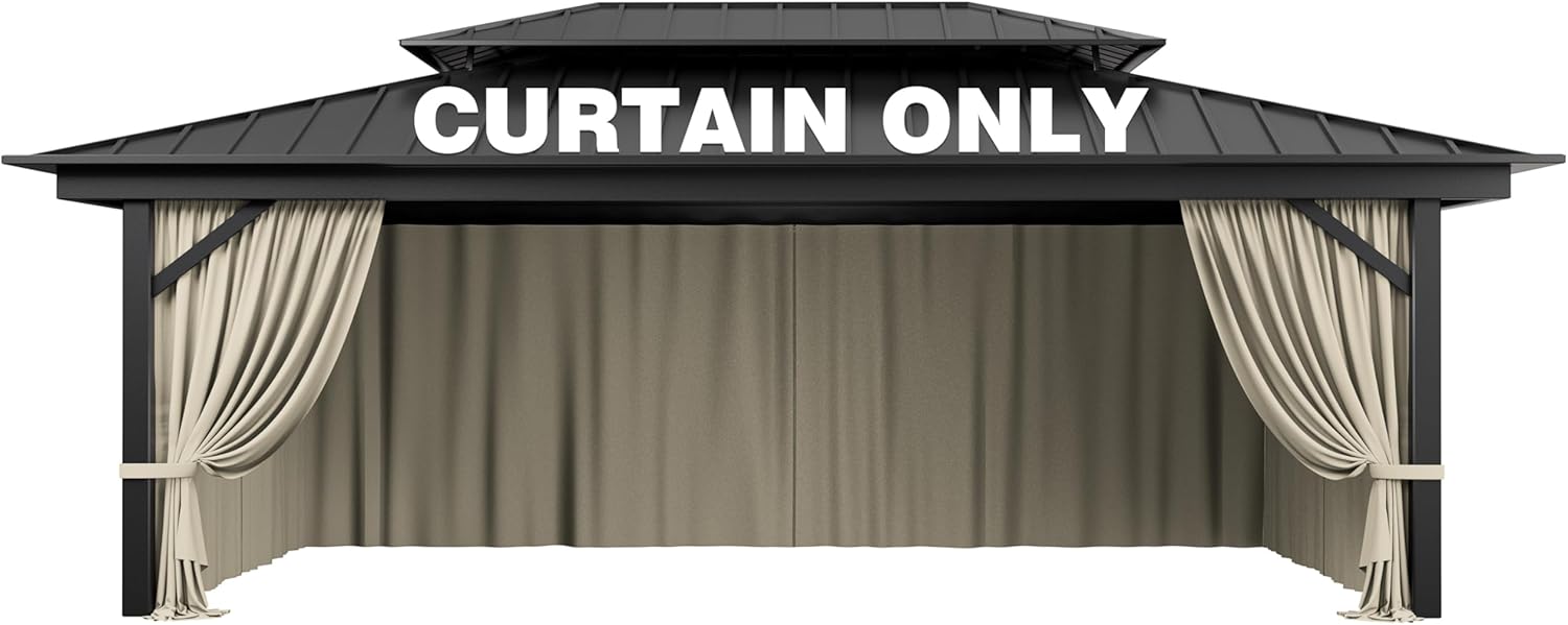Universal 4-Panel Outdoor Gazebo Curtain Replacement for 12ft X 20ft