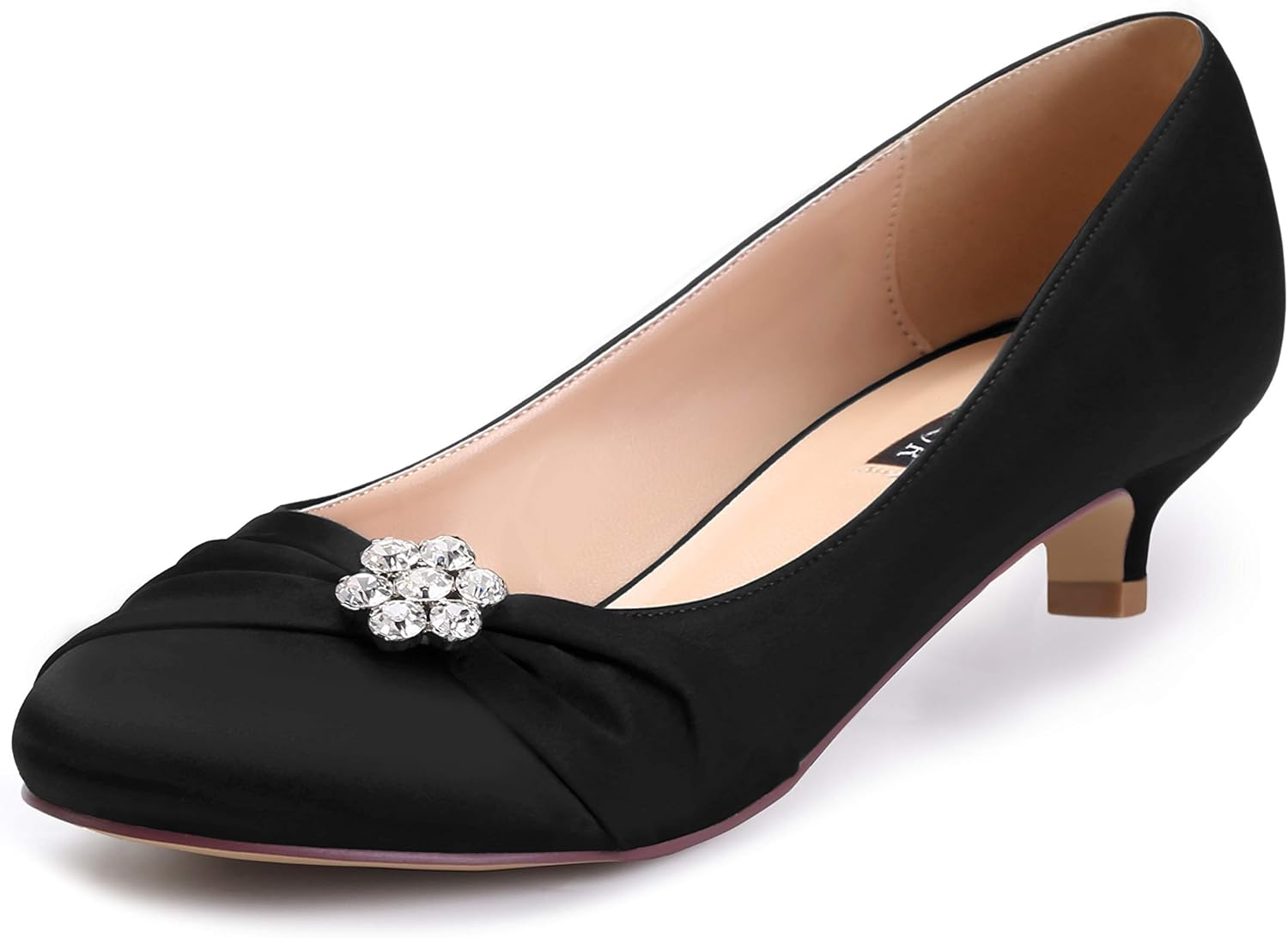 ERIJUNOR Women Closed Toe Comfort Kitten Heels for Weddings