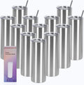12 Pack 20 oz Straight Skinny Tumblers - Slim Stainless Steel Set