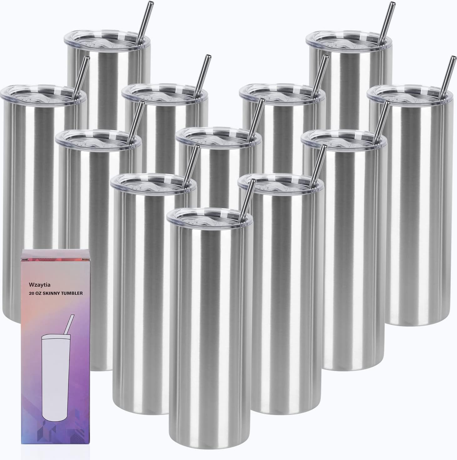 12 Pack 20 Oz Straight Skinny Tumblers for Creative DIY Gifts