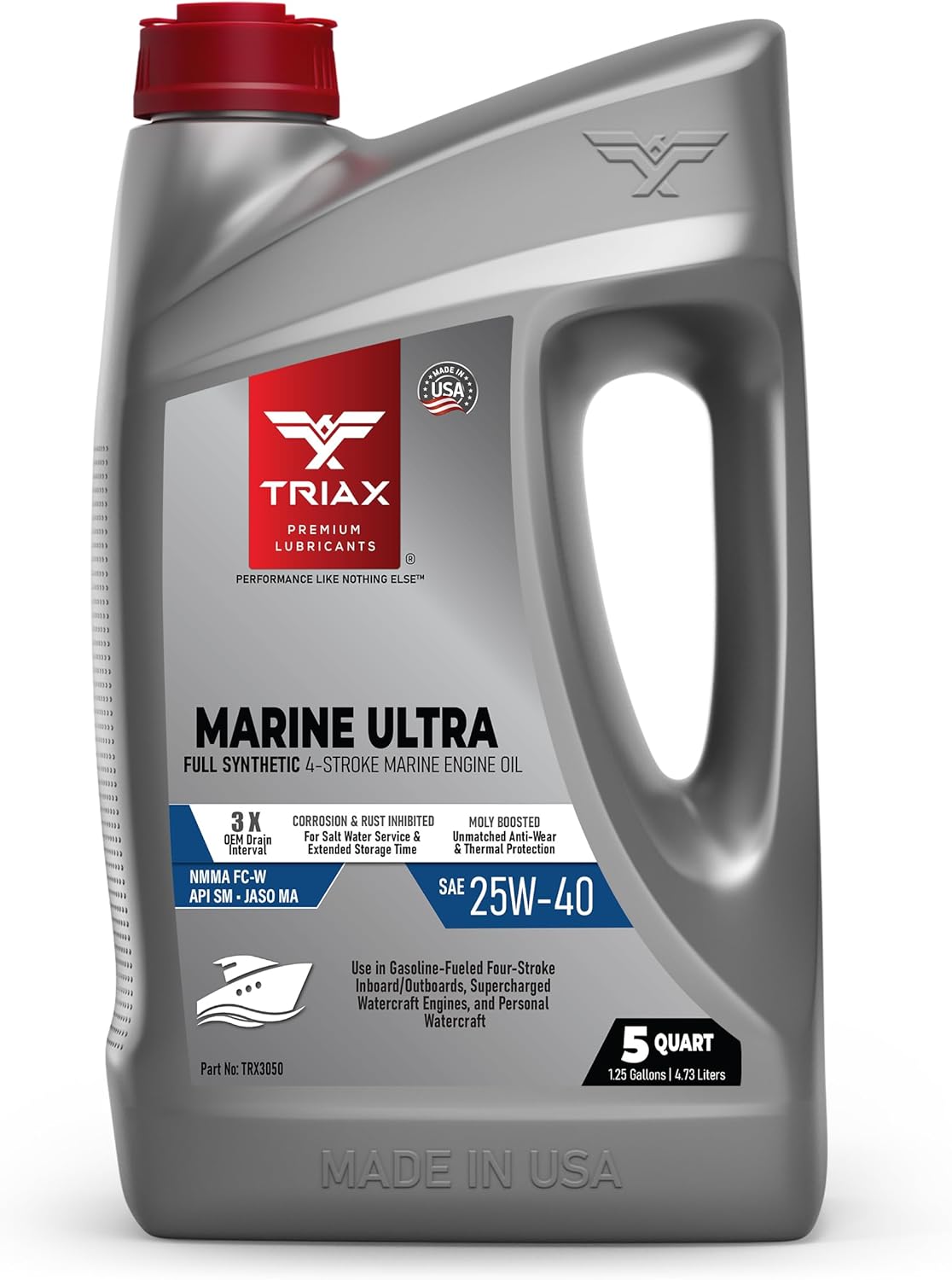 TRIAX Marine Ultra 25W-40 Full Synthetic Engine Oil for Boats