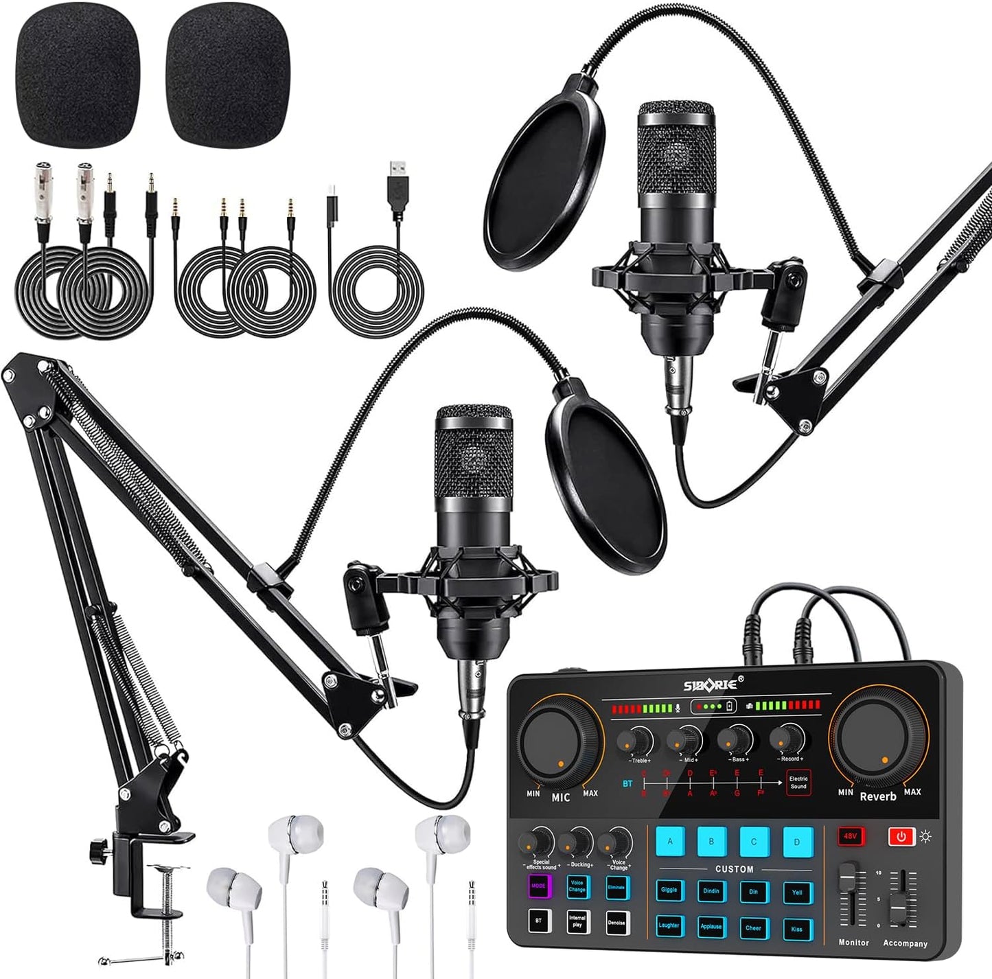 SIBORIE-H500 Podcast Equipment Bundle for 2 with Premium Mic