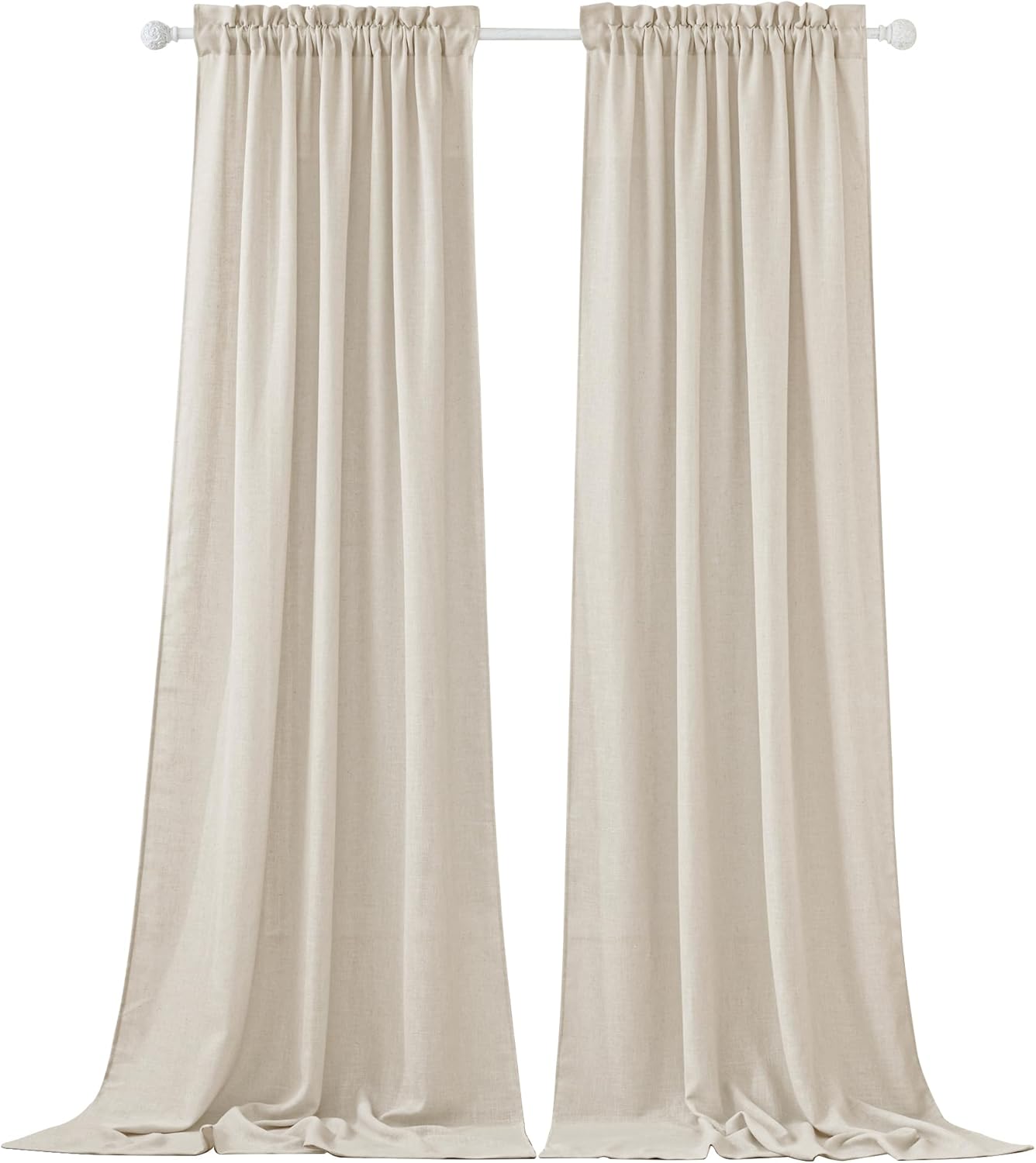 Beige Linen Sheer Curtains 52x108 - Privacy & Style for Any Room