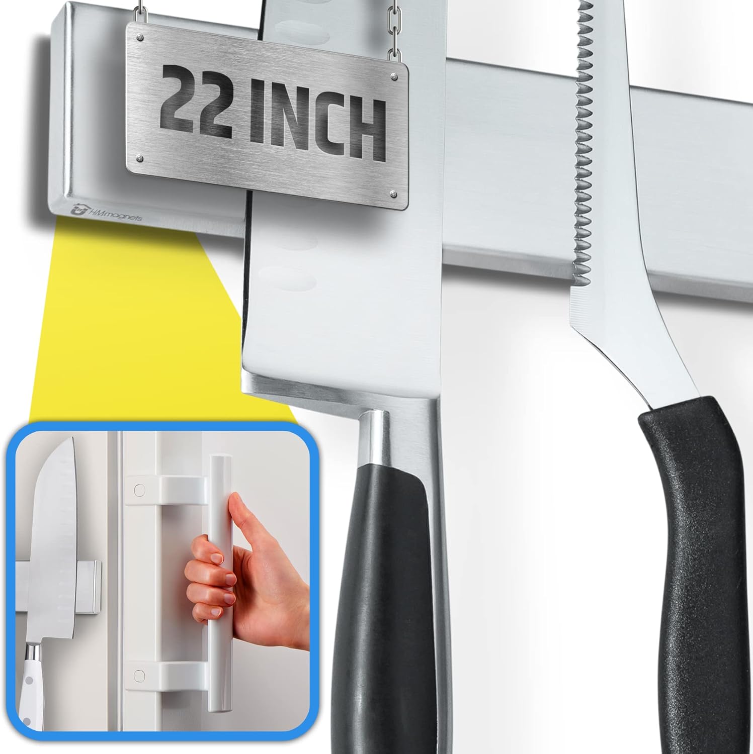 22 Premium Magnetic Knife Holder for Refrigerator - Strong Design